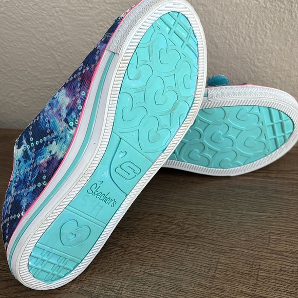 Girls’ Skechers Chit Chat Dazzle Days Blue/Multi Sparkle Sneakers, Size 4 - Picture 8 of 8